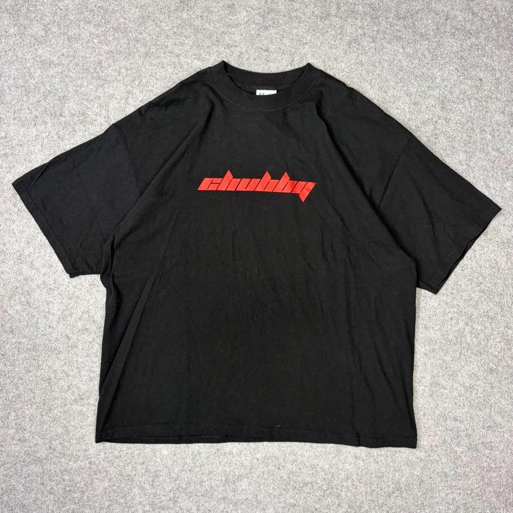 M&O Knits Chubby Graphic T-Shirt Mens XXL Black Red Heavyweight Cotton Tee